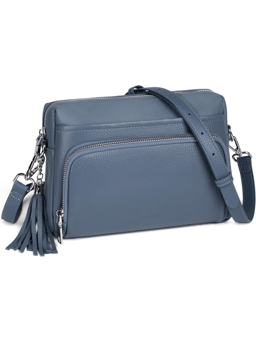 Women's Blue Genuine Leather Multi-Pockets RFID Blocking Wallet Crossbody Bags